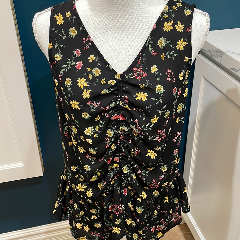 Pleione black floral blouse